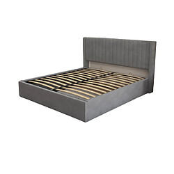 Homy France LIT COFFRE CAMILLE en velours GRIS 140X190CM