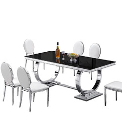 Homy France Table à manger 6 à 8 personnes OMEGA Chrome verre 180x90 cm