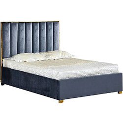 Homy France Lit 2 places 160x200 cm TONY velours sommier inclus