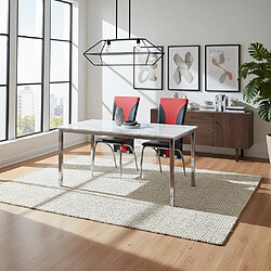 Homy France Lot 2 Chaises Salle à Manger Similicuir Noir Rouge Pieds Chrome – DUNA
