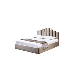 Homy France Lit coffre DOHA 2 places 160x200 cm moka sommier coffre intégré