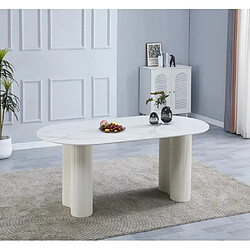 Homy france Table à manger céramique - Marbré blanc