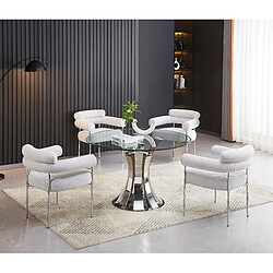 Homy France Lot 2 Chaises Salle à Manger Bulle Accoudoirs Velours Serge Gris Pieds Chrome 72x60x77cm