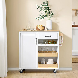 SoBuy Desserte de Cuisine Roulante avec Plan de Travail en Bois Blanc