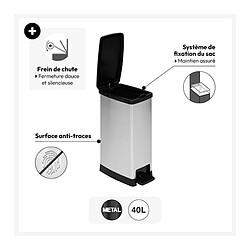 But Poubelle à pédale 40L SLIM SOFT Gris / Noir pas cher