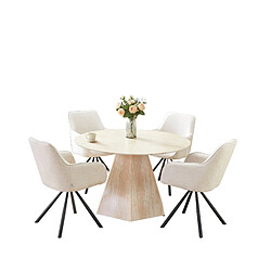 Homy france Table à manger ronde - Travertin