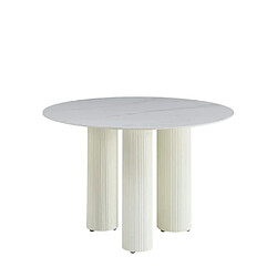 Homy france Table à manger ronde céramique - Marbré blanc