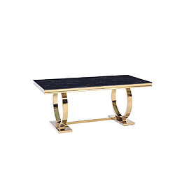 Homy France Table à manger 6 à 8 personnes OMEGA Gold verre 180x90 cm