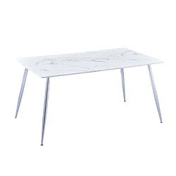 Homy France Table à manger AGNES bois effet marbré 150x90 cm