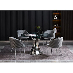 Homy france Table à manger ronde en verre - Transparent