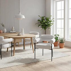 Homy France Lot 2 Chaises Salle à Manger Serge Gris Avec Accoudoirs 72x60x77cm Métal Noir