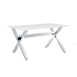 Homy france Table à manger verre - Marbré blanc