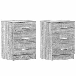 Decoshop26 Lot de 2 tables de chevet - Gris