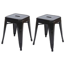 Decoshop26 Lot de 2 tabourets métal industriel - Noir