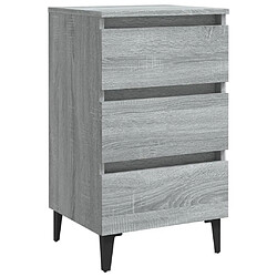 Decoshop26 Table de chevet 3 tiroirs - Gris