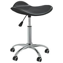 Decoshop26 Chaise tabouret siège pivotant hauteur réglable sur roulettes en PVC noir cadre en acier DEC025151