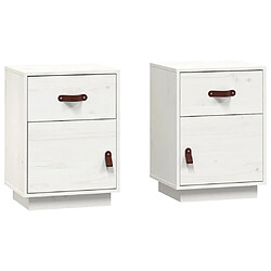 Decoshop26 Lot de 2 chevets avec tiroir - Blanc