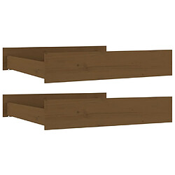 Decoshop26 Tiroir de lit rangement avec roulettes lot de 2 bois de pin marron TDL0206822