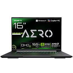 GIGABYTE AERO X16 1VH93ESC94AH laptop Copilot+ PC AMD Ryzen AI 7 350 Ordinateur portable 40,6 cm (16") WQXGA 16 Go DDR5-SDRAM 1 To SSD NVIDIA GeForce RTX 5060 Wi-Fi 6E (802.11ax) Windows 11 Home Gris
