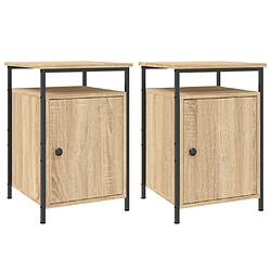 Decoshop26 lot de 2 chevets à porte - Chêne