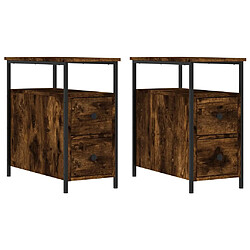 Decoshop26 Lot de 2 tables de chevet - Chêne