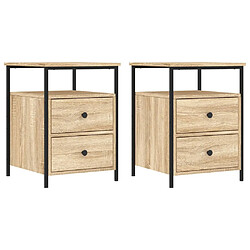 Decoshop26 Lot de 2 tables de chevet - Chêne