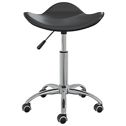 Decoshop26 Chaise tabouret siège pivotant hauteur réglable sur roulettes en PVC noir cadre en acier DEC025151