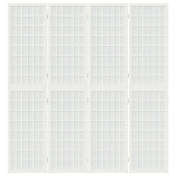 Decoshop26 Paravent séparateur de pièce cloison pliable 4 panneaux 160 x 170 cm bois de sapin blanc et papier de riz DEC031179