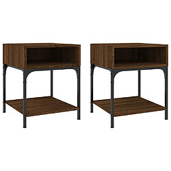 Decoshop26 Lot de 2 tables de chevet - Chêne