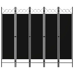 Decoshop26 Paravent séparateur de pièce cloison 5 panneaux 200 x 180 cm tissu noir et fer DEC031010