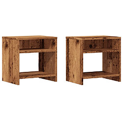 Decoshop26 Lot de 2 tables de chevet - Marron