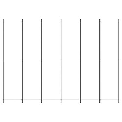 Decoshop26 Paravent séparateur de pièce cloison 6 panneaux 300 x 220 cm tissu blanc et fer DEC031049