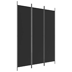 Decoshop26 Paravent séparateur de pièce cloison 3 panneaux 150 x 200 cm tissu noir et fer DEC030799
