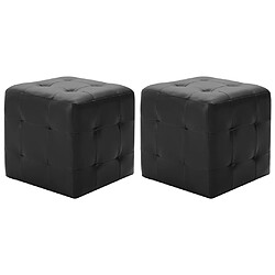 Decoshop26 Lot de 2 poufs similicuir - Noir