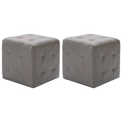 Decoshop26 Lot de 2 poufs repose-pieds - Gris