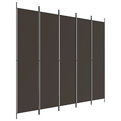 Decoshop26 Paravent séparateur de pièce cloison 5 panneaux 250 x 220 cm tissu brun et fer DEC030984