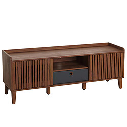 Decoshop26 Meuble TV porte coulissante - Gris foncé