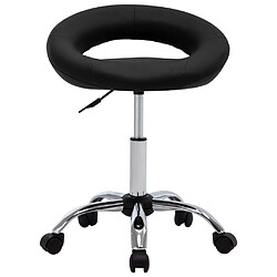 Decoshop26 Chaise tabouret sur roulettes pivotant hauteur réglable en PVC noir DEC025150