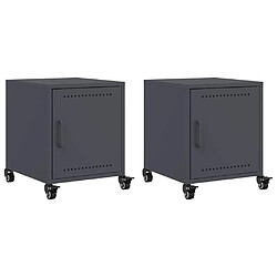 Decoshop26 Lot de 2 tables de chevet - Anthracite