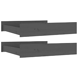 Decoshop26 Tiroir de lit rangement avec roulettes lot de 2 bois de pin gris TDL0206829