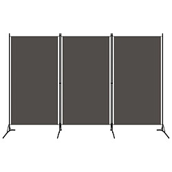 Decoshop26 Séparateur de pièce cloison 3 panneaux 260 x 180 cm tissu gris et fer DEC030725