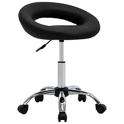 Decoshop26 Chaise tabouret sur roulettes pivotant hauteur réglable en PVC noir DEC025150