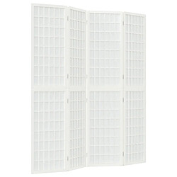 Decoshop26 Paravent séparateur de pièce cloison pliable 4 panneaux 160 x 170 cm bois de sapin blanc et papier de riz DEC031179