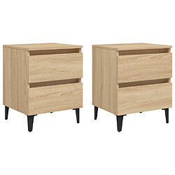 Decoshop26 Lot de 2 tables de chevet - Chêne