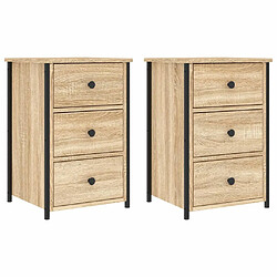 Decoshop26 Lot de 2 tables de chevet - Chêne