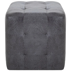 Avis Decoshop26 Lot de 2 tabourets pouf repose-pieds - Gris