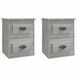Decoshop26 lot 2 tables de chevet murales - Gris