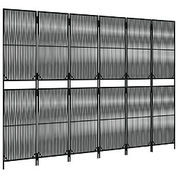 Decoshop26 Paravent séparateur de pièce cloison 6 panneaux en résine tressée noir et acier DEC031134
