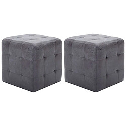 Decoshop26 lot de 2 poufs capitonnés - Gris