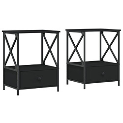 Decoshop26 Lot de 2 tables de chevet - Noir